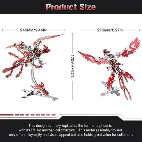 Microworld 3D Metal Puzzle for Adults, Phoenix 3D Metal Model Kits, Mechanical Challenge 3D Puzzle, DIY Animal Difficult 3D Puzzles Home Decor Art Craft Gifts -Blue in Saudi Arabia