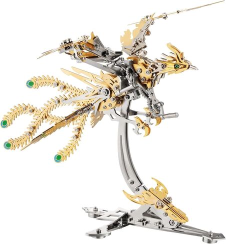 Microworld 3D Metal Puzzle for Adults, Phoenix 3D Metal Model Kits, Mechanical Challenge 3D Puzzle, DIY Animal Difficult 3D Puzzles Home Decor Art Craft Gifts -Blue in Saudi Arabia