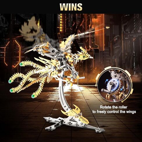 Microworld 3D Metal Puzzle for Adults, Phoenix 3D Metal Model Kits, Mechanical Challenge 3D Puzzle, DIY Animal Difficult 3D Puzzles Home Decor Art Craft Gifts -Blue in Saudi Arabia