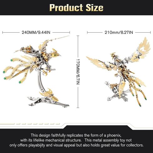 Microworld 3D Metal Puzzle for Adults, Phoenix 3D Metal Model Kits, Mechanical Challenge 3D Puzzle, DIY Animal Difficult 3D Puzzles Home Decor Art Craft Gifts -Blue in Saudi Arabia