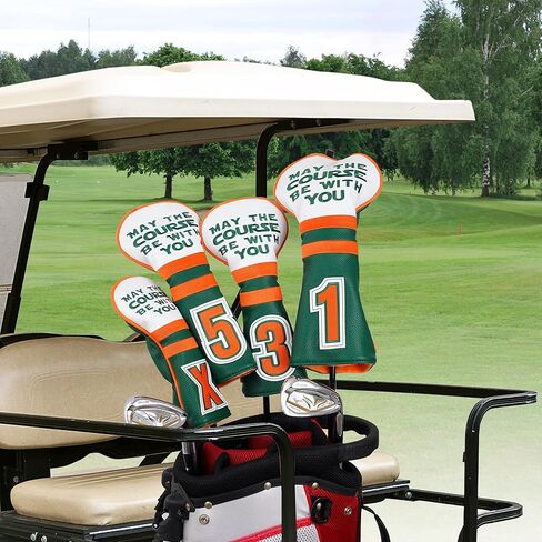 Golf Club Head Covers May The Course Be with You, Golf Head Covers for Woods and Driver, Golf Headcovers Driver Fairway Wood(FW) Hybrid(UT) with Number Tags in Saudi Arabia