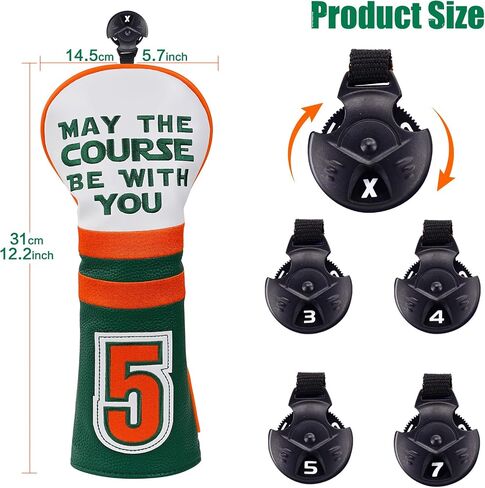 Golf Club Head Covers May The Course Be with You, Golf Head Covers for Woods and Driver, Golf Headcovers Driver Fairway Wood(FW) Hybrid(UT) with Number Tags in Saudi Arabia