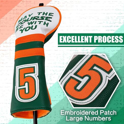 Golf Club Head Covers May The Course Be with You, Golf Head Covers for Woods and Driver, Golf Headcovers Driver Fairway Wood(FW) Hybrid(UT) with Number Tags in Saudi Arabia