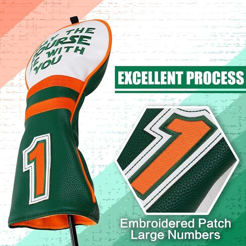Golf Club Head Covers May The Course Be with You, Golf Head Covers for Woods and Driver, Golf Headcovers Driver Fairway Wood(FW) Hybrid(UT) with Number Tags in Saudi Arabia