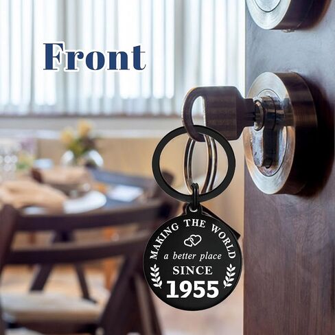 سلسلة مفاتيح لعيد الميلاد التاسع والستين من مواليد عام 1955 - هدايا عيد ميلاد فريدة من نوعها للرجال والنساء بعمر 69 عامًا - عيد ميلاد سعيد 69 - سلسلة مفاتيح من الفولاذ المقاوم للصدأ خالية من النيكل in Kuwait