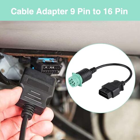 obd2 9 دبوس إلى 16 دبوس شاحنة ماسح ضوئي تشخيصي كابل محول ذكر إلى أنثى موصل الحبل أداة المسح التشخيصي لمحرك الديزل الكمون (ذكر) in Kuwait