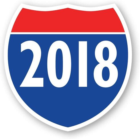 ملصقات نوافذ السيارة بنمط علامة الطريق السريع موديل Year - الأحمر والأبيض والأزرق - 8.5 بوصة × 8.5 بوصة (2010) in Kuwait
