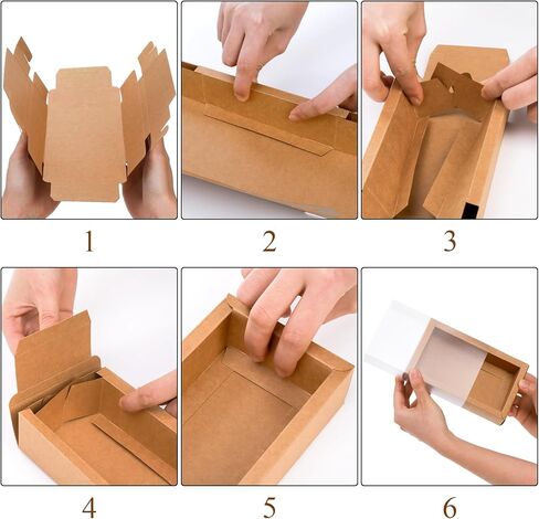 Kingrol 40 عبوة من صناديق أدراج ورق الكرافت مع نافذة، 6.75 × 4 × 1.5 بوصة، صناديق بسكويت شفافة، صندوق تغليف صغير للمخبز، الصابون محلي الصنع، هدايا الحفلات in Kuwait