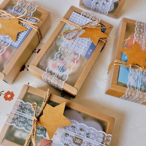 Kingrol 40 عبوة من صناديق أدراج ورق الكرافت مع نافذة، 6.75 × 4 × 1.5 بوصة، صناديق بسكويت شفافة، صندوق تغليف صغير للمخبز، الصابون محلي الصنع، هدايا الحفلات in Kuwait