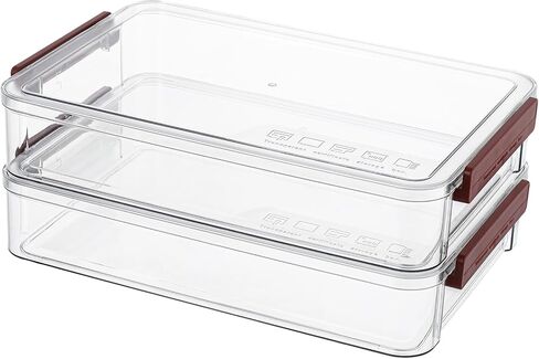 حافظات مشاريع محمولة، صندوق تخزين ملفات بلاستيكي مع أغطية، حاويات شفافة قابلة للتكديس لمستندات الصور والقرطاسية مع مزلاج من النوع المفاجئ، 14.4 × 9.3 × 2.6 بوصة، قطعتان in Kuwait