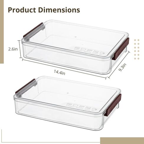 حافظات مشاريع محمولة، صندوق تخزين ملفات بلاستيكي مع أغطية، حاويات شفافة قابلة للتكديس لمستندات الصور والقرطاسية مع مزلاج من النوع المفاجئ، 14.4 × 9.3 × 2.6 بوصة، قطعتان in Kuwait