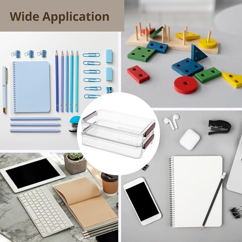 حافظات مشاريع محمولة، صندوق تخزين ملفات بلاستيكي مع أغطية، حاويات شفافة قابلة للتكديس لمستندات الصور والقرطاسية مع مزلاج من النوع المفاجئ، 14.4 × 9.3 × 2.6 بوصة، قطعتان in Kuwait