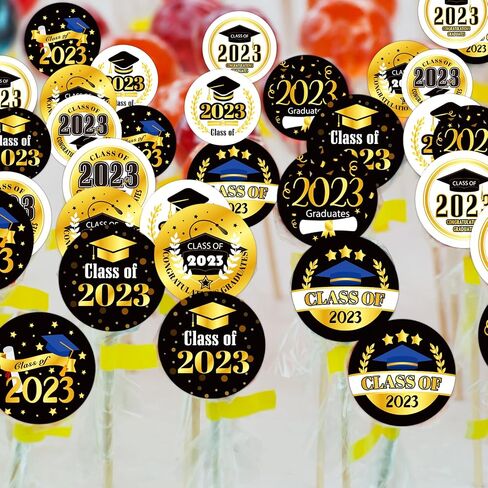 SICOHOME 112 قطعة من ملصقات التخرج للحلوى وملصقات قطرات الشوكولاتة - ملصقات فئة 2023 - ديكورات حفلات التخرج - ألوان المدرسة - 112 in Saudi Arabia