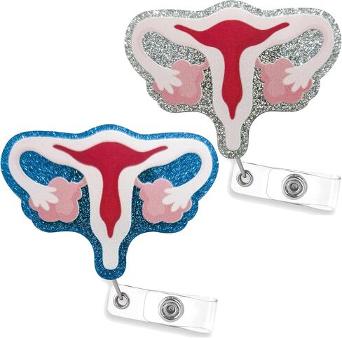 Uterus Badge Reel OBGYN Badge Reel Retractable for OBGYN OB Nurse Nursing Name Tag Card Nursing Student Doctor RN LPN LVN Medical Assistant Work Office Alligator Clip Badge Accessories in Saudi Arabia