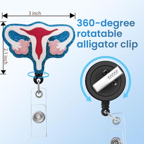 Uterus Badge Reel OBGYN Badge Reel Retractable for OBGYN OB Nurse Nursing Name Tag Card Nursing Student Doctor RN LPN LVN Medical Assistant Work Office Alligator Clip Badge Accessories in Saudi Arabia