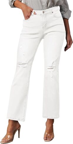 GRAPENT Jeans for Women High Waisted Distressed Straight Leg Ripped Jeans Stretchy Denim Pants Western Outfit 90s in Saudi Arabia