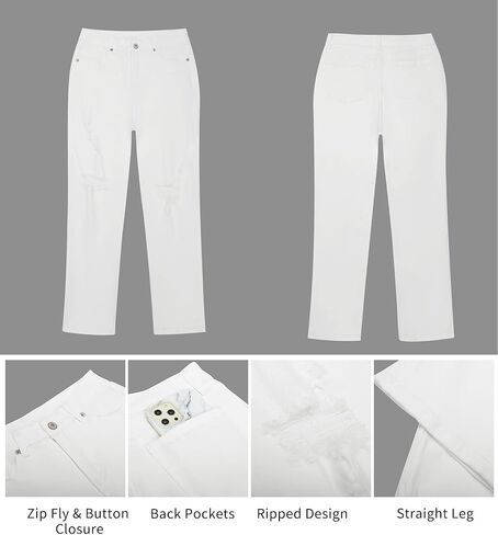 GRAPENT Jeans for Women High Waisted Distressed Straight Leg Ripped Jeans Stretchy Denim Pants Western Outfit 90s in Saudi Arabia