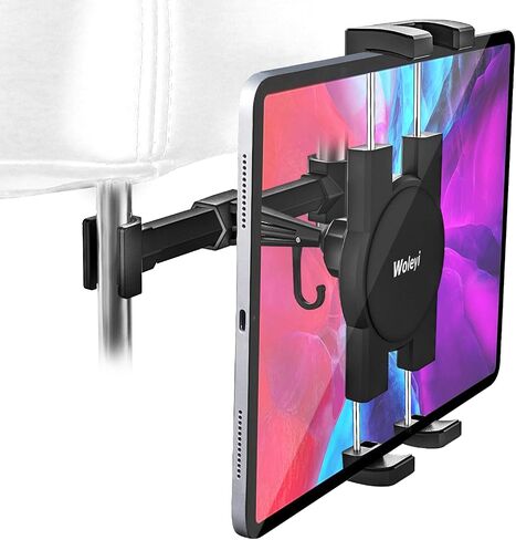 Car Seat headrest Tablet Holder, woleyi Aluminum Car Rear Back Seats Tablet & Phone Mount with Hook for iPad Pro 9.7, 10.5, 12.9/Air/Mini, iPhone, Galaxy Tab, Switch, More 4-13" CellPhones and Tablets in Saudi Arabia