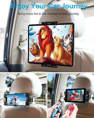 Car Seat headrest Tablet Holder, woleyi Aluminum Car Rear Back Seats Tablet & Phone Mount with Hook for iPad Pro 9.7, 10.5, 12.9/Air/Mini, iPhone, Galaxy Tab, Switch, More 4-13" CellPhones and Tablets in Saudi Arabia