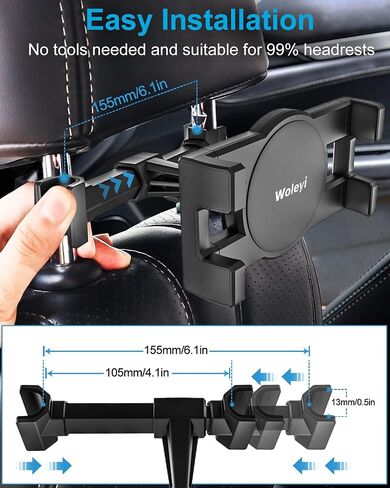 Car Seat headrest Tablet Holder, woleyi Aluminum Car Rear Back Seats Tablet & Phone Mount with Hook for iPad Pro 9.7, 10.5, 12.9/Air/Mini, iPhone, Galaxy Tab, Switch, More 4-13" CellPhones and Tablets in Saudi Arabia