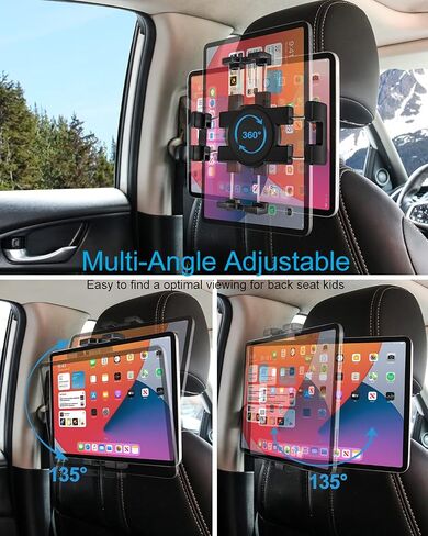 Car Seat headrest Tablet Holder, woleyi Aluminum Car Rear Back Seats Tablet & Phone Mount with Hook for iPad Pro 9.7, 10.5, 12.9/Air/Mini, iPhone, Galaxy Tab, Switch, More 4-13" CellPhones and Tablets in Saudi Arabia