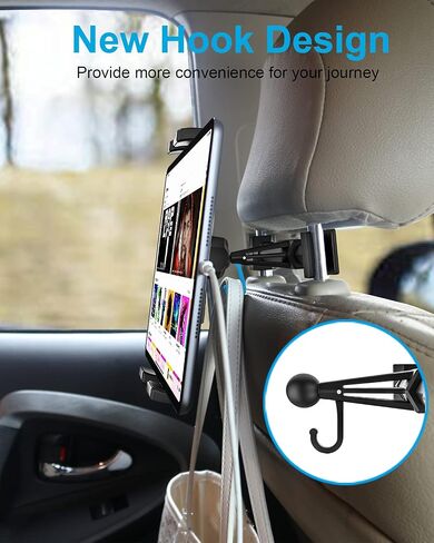 Car Seat headrest Tablet Holder, woleyi Aluminum Car Rear Back Seats Tablet & Phone Mount with Hook for iPad Pro 9.7, 10.5, 12.9/Air/Mini, iPhone, Galaxy Tab, Switch, More 4-13" CellPhones and Tablets in Saudi Arabia