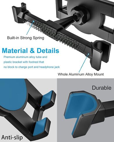 Car Seat headrest Tablet Holder, woleyi Aluminum Car Rear Back Seats Tablet & Phone Mount with Hook for iPad Pro 9.7, 10.5, 12.9/Air/Mini, iPhone, Galaxy Tab, Switch, More 4-13" CellPhones and Tablets in Saudi Arabia