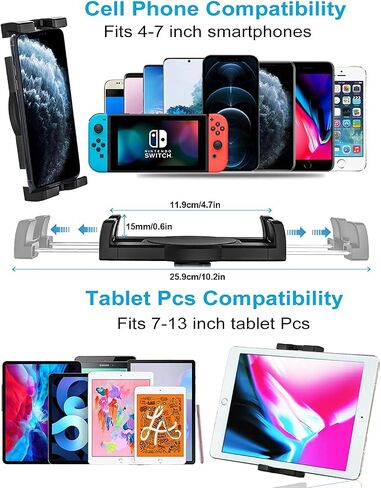 Car Seat headrest Tablet Holder, woleyi Aluminum Car Rear Back Seats Tablet & Phone Mount with Hook for iPad Pro 9.7, 10.5, 12.9/Air/Mini, iPhone, Galaxy Tab, Switch, More 4-13" CellPhones and Tablets in Saudi Arabia