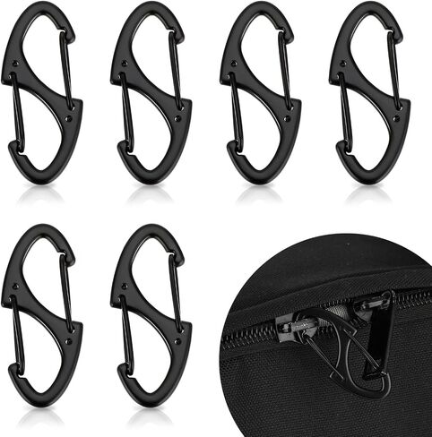 6 Pieces Purse Locks for Handbags Anti Theft Zipper Clips, Dual Spring Mini Small Locking Carabiner, Luggage Zipper Pull Replacement for Backpacks Traveling Camping Suitcases(Black) in Saudi Arabia