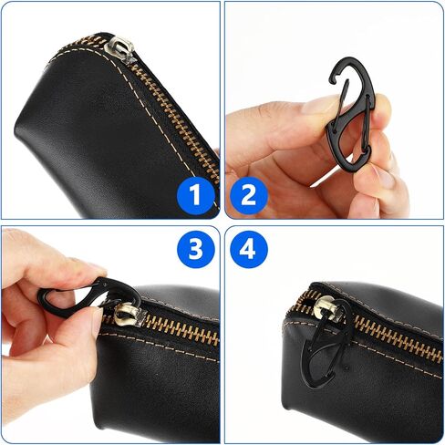 6 Pieces Purse Locks for Handbags Anti Theft Zipper Clips, Dual Spring Mini Small Locking Carabiner, Luggage Zipper Pull Replacement for Backpacks Traveling Camping Suitcases(Black) in Saudi Arabia