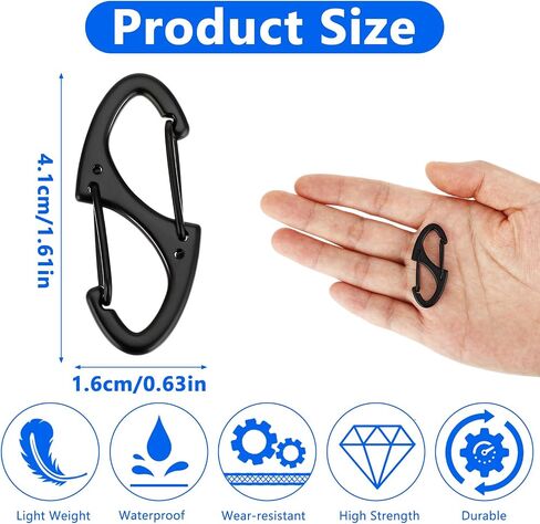 6 Pieces Purse Locks for Handbags Anti Theft Zipper Clips, Dual Spring Mini Small Locking Carabiner, Luggage Zipper Pull Replacement for Backpacks Traveling Camping Suitcases(Black) in Saudi Arabia