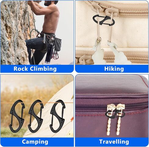 6 Pieces Purse Locks for Handbags Anti Theft Zipper Clips, Dual Spring Mini Small Locking Carabiner, Luggage Zipper Pull Replacement for Backpacks Traveling Camping Suitcases(Black) in Saudi Arabia