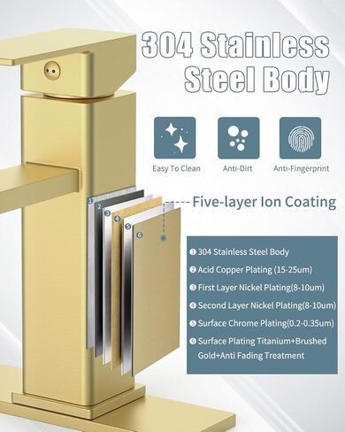 Bathroom Faucet Set with Pop Up Drain, Single Handle Black Bathroom Sink Faucet with Deck Plate, Vanity Faucet for Bathroom Sink (1 Hole or 3 Holes), Farmhouse RV Sink Faucet in Saudi Arabia