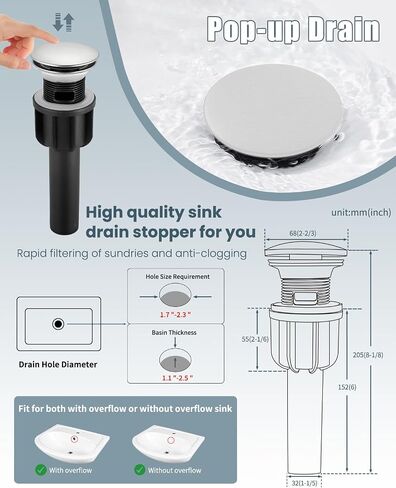 Bathroom Faucet Set with Pop Up Drain, Single Handle Black Bathroom Sink Faucet with Deck Plate, Vanity Faucet for Bathroom Sink (1 Hole or 3 Holes), Farmhouse RV Sink Faucet in Saudi Arabia