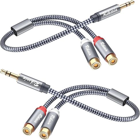 RCA إلى 3.5 مم، 2 حزمة 0.9 قدم/28 سم 3.5 مم ذكر إلى 3RCA أنثى محول كابل صوت ستيريو [نايلون مضفر، محمي] كابل 3.5 مم إلى RCA للهواتف الذكية وأجهزة الكمبيوتر ومكبرات الصوت ومكبرات الصوت in Saudi Arabia