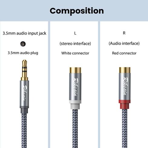 RCA إلى 3.5 مم، 2 حزمة 0.9 قدم/28 سم 3.5 مم ذكر إلى 3RCA أنثى محول كابل صوت ستيريو [نايلون مضفر، محمي] كابل 3.5 مم إلى RCA للهواتف الذكية وأجهزة الكمبيوتر ومكبرات الصوت ومكبرات الصوت in Saudi Arabia
