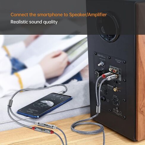 RCA إلى 3.5 مم، 2 حزمة 0.9 قدم/28 سم 3.5 مم ذكر إلى 3RCA أنثى محول كابل صوت ستيريو [نايلون مضفر، محمي] كابل 3.5 مم إلى RCA للهواتف الذكية وأجهزة الكمبيوتر ومكبرات الصوت ومكبرات الصوت in Saudi Arabia