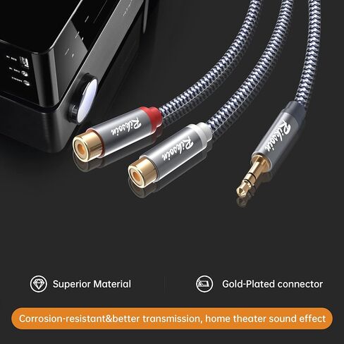 RCA إلى 3.5 مم، 2 حزمة 0.9 قدم/28 سم 3.5 مم ذكر إلى 3RCA أنثى محول كابل صوت ستيريو [نايلون مضفر، محمي] كابل 3.5 مم إلى RCA للهواتف الذكية وأجهزة الكمبيوتر ومكبرات الصوت ومكبرات الصوت in Saudi Arabia