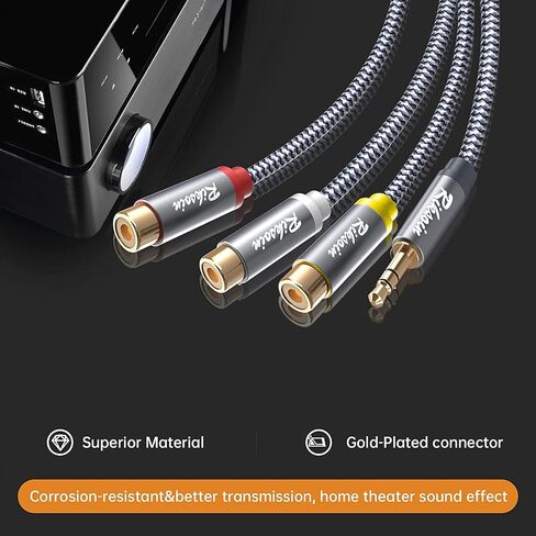 RCA إلى 3.5 مم، 2 حزمة 0.9 قدم/28 سم 3.5 مم ذكر إلى 3RCA أنثى محول كابل صوت ستيريو [نايلون مضفر، محمي] كابل 3.5 مم إلى RCA للهواتف الذكية وأجهزة الكمبيوتر ومكبرات الصوت ومكبرات الصوت in Saudi Arabia