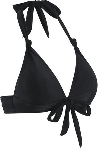 Floerns Women's Tie Front Floral Appliques Deep V Neck Backless Halter Bikini Tops in Saudi Arabia
