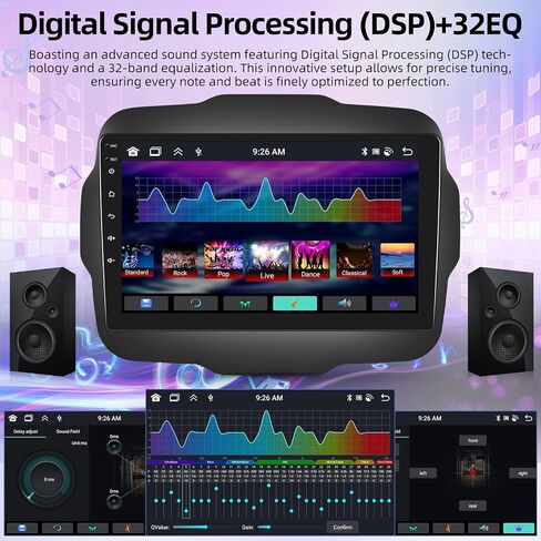 [8 Core 4+64G] Android Car Stereo for Jeep Renegade 2015 2016 2017 2018 2019 2020 with Wireless Carplay and Android Auto - 9 inch IPS Touchscreen with DSP/Multiple UI Themes/WiFi/GPS Navigation in Saudi Arabia