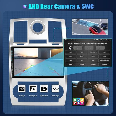 CAMECHO 2G+64G Radio for Chrysler 300C 300 2004-2011, Android 13 Car Stereo with Carplay Android Auto Mirror Link, 9" Touch Screen Car Radio with Bluetooth, FM/RDS,GPS, WiFi, AHD Backup Camera in Saudi Arabia
