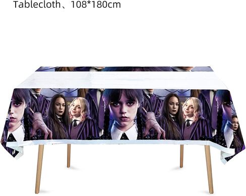 Wednesday Addams Birthday Party Supplies-42pcs Wednesday Movie Tableware Party Supplies Includes Wednesday Party Plates, Napkins Tablecloth&Banner for Boys/ Girls Kids Birthday Party Decor in Saudi Arabia