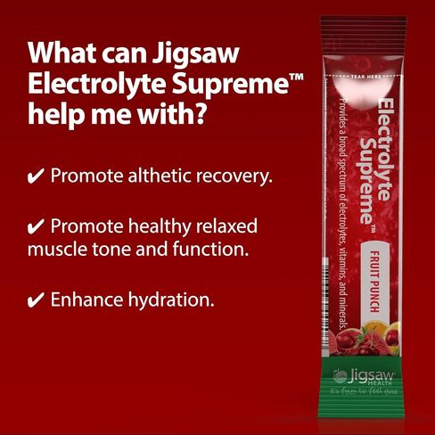 Jigsaw Health - إلكتروليت سوبريم - مجموعة واسعة من الإلكتروليتات + معادن ضئيلة - 60 حصة (60 عبوة، لكمة الفاكهة) in Saudi Arabia