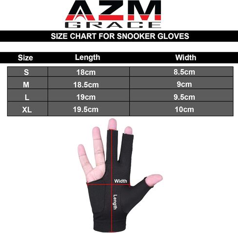 AZM 3 Fingers Pool Gloves Billiards Right Hand Shooters Snooker Cue Sport Glove Show Gloves for Women Men Billiard Shooters Carom Sports Accessories in Saudi Arabia