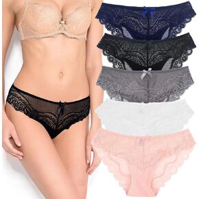 Women Lace Underwear Sexy Stretch Bikini Panties Ladies Soft Cheeky Hipster Multi-Pack
