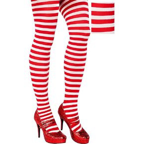 Red & White Candy Stripe Tights - Fits Women (1 Count) - Perfect for Festive & Fun Occasions