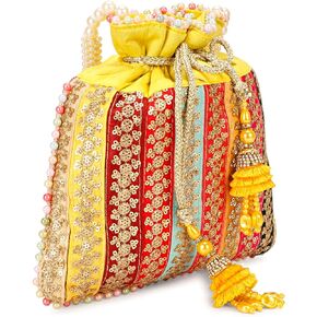 Indian Multi Colored Fancy Lace Potli Bag For women, Indian Ethnic Wear Potli Bag for women