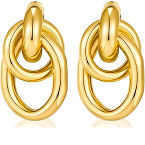 Elegant Arabella Jewels Gold Geometric Drop Earrings, Lightweight Long Link Dangles, Perfect Women's Gift