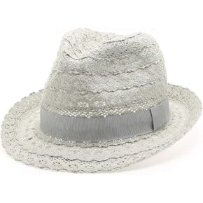 قبعة شمس صيفية نسائية قابلة للطي من الدانتيل تريلبي فيدورا بيتش مع شريط. in Kuwait